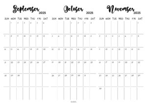 September October November 2025 Calendar