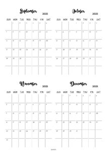 September to December 2025 Calendar