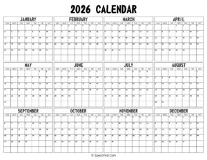 2026 Yearly Calendar