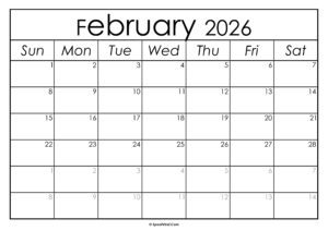 February 2026 Calendar Printable