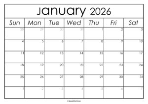January 2026 Calendar Printable