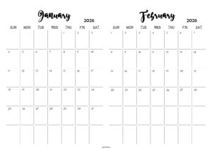 January February 2026 Calendar