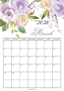 March 2026 Calendar Floral