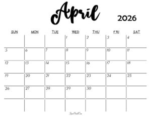 April 2026 Calendar
