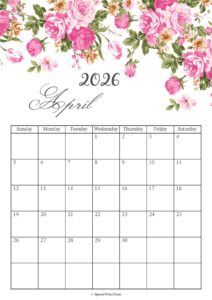 April 2026 Calendar Floral