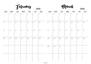 February March 2026 Calendar