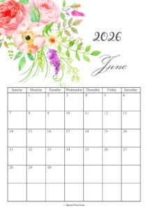 June 2026 Calendar Floral