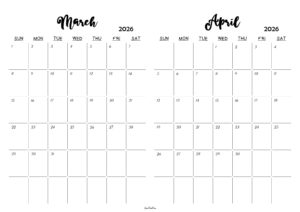March April 2026 Calendar