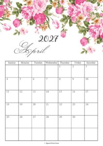 April 2027 Calendar Floral