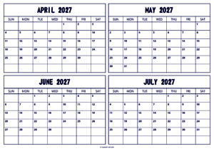 April May June July 2027 Calendar