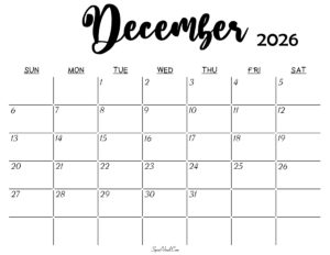 December 2026 Calendar