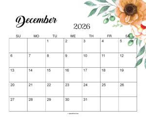 December 2026 Calendar Cute