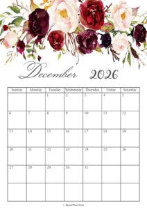 December 2026 Calendar Floral
