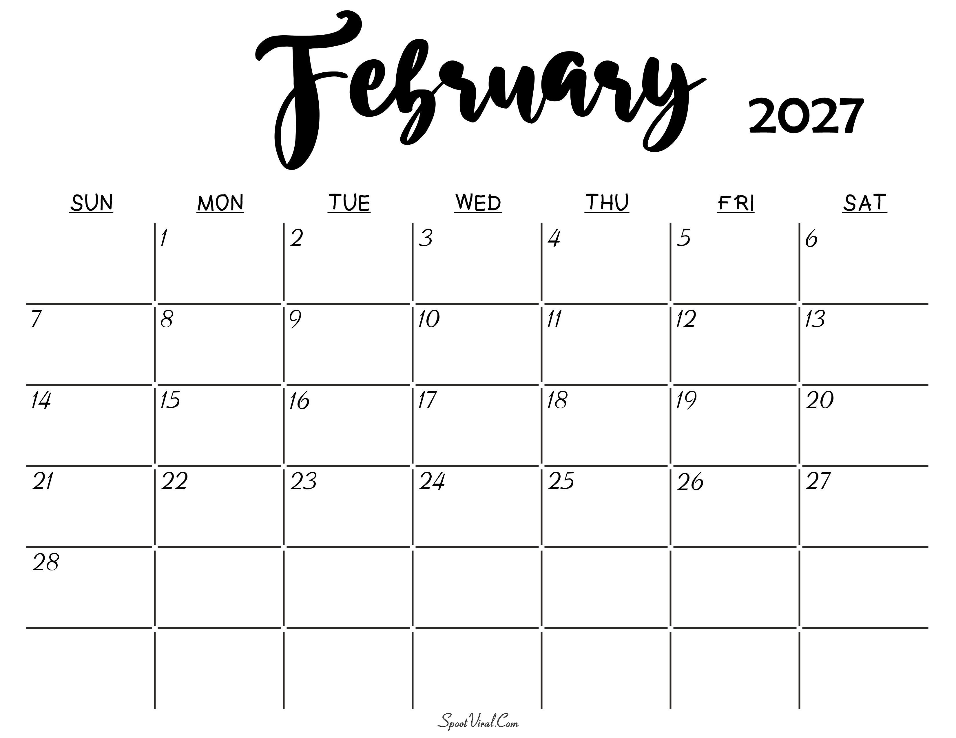 February 2027 Calendar
