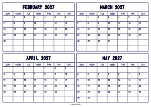 February March April May 2027 Calendar