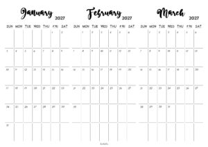 January February March 2027 Calendar