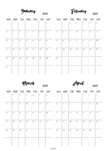 January to April 2027 Calendar