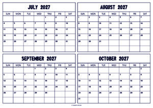 July August September October 2027 Calendar