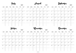 July to December 2027 Calendar