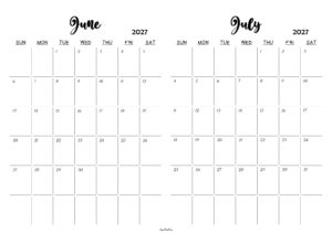 June July 2027 Calendar