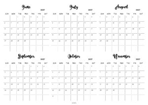 June to November 2027 Calendar