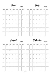 June to September 2027 Calendar