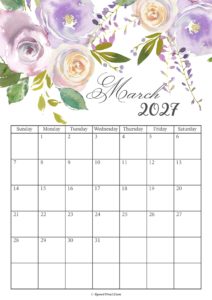March 2027 Calendar Floral