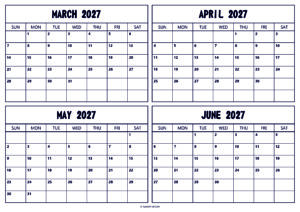 March April May June 2027 Calendar