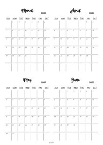 March to June 2027 Calendar