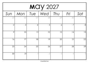 May 2027 Calendar Printable