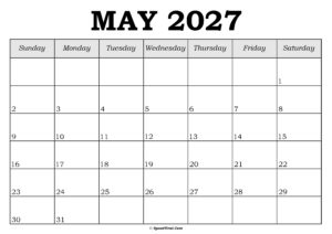 May 2027 Calendar Template