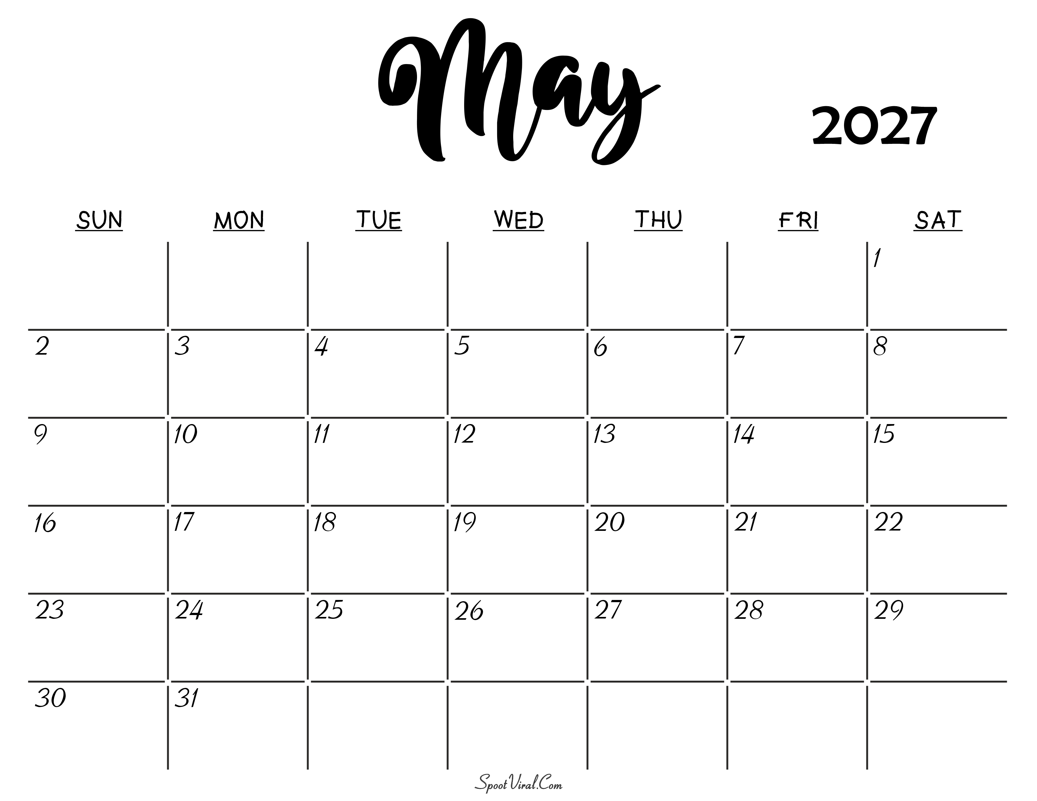 May 2027 Calendar