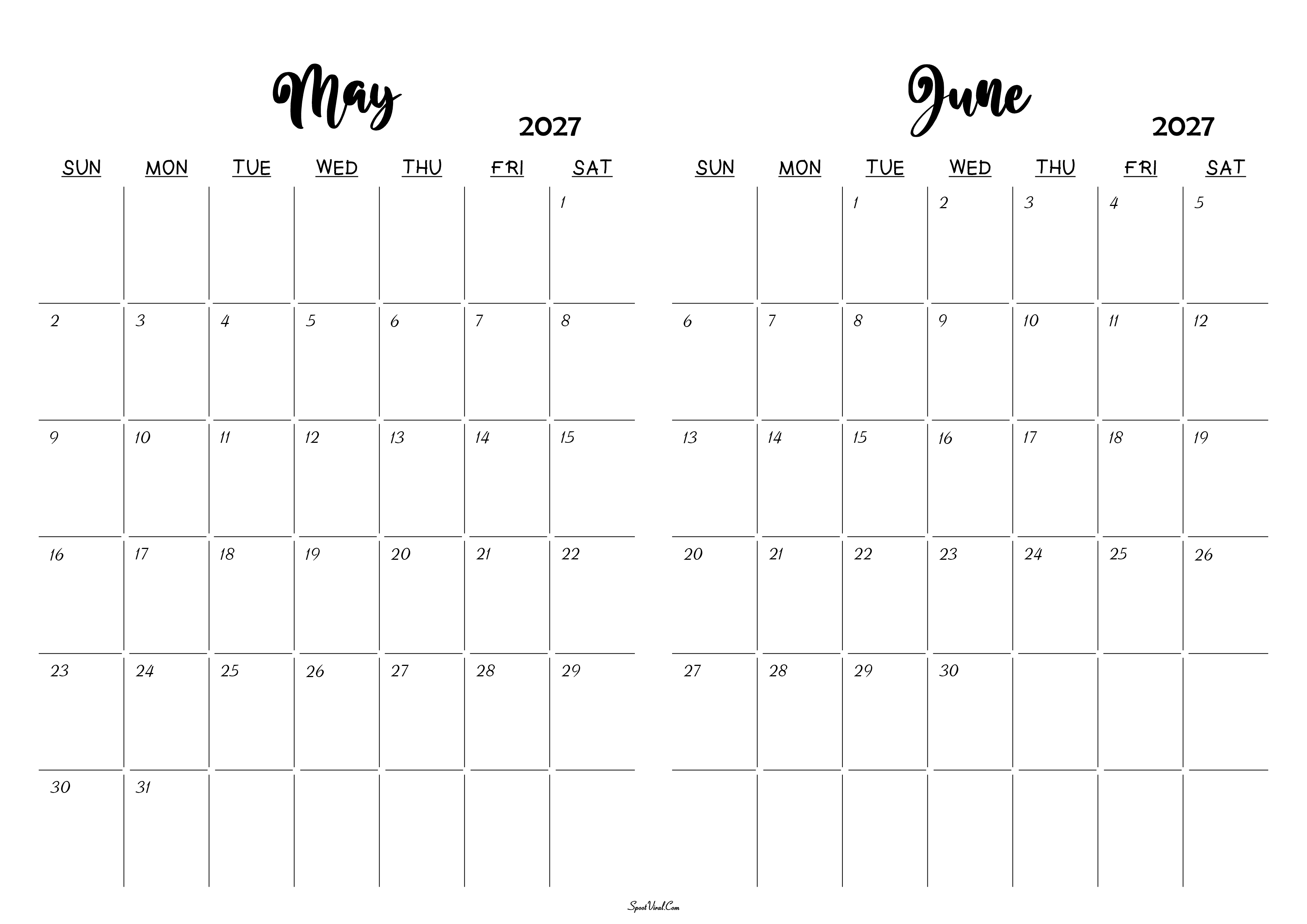 May June 2027 Calendar