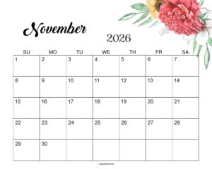 November 2026 Calendar Cute