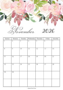 November 2026 Calendar Floral