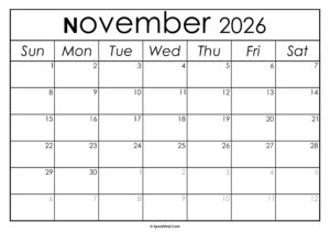 November 2026 Calendar Printable