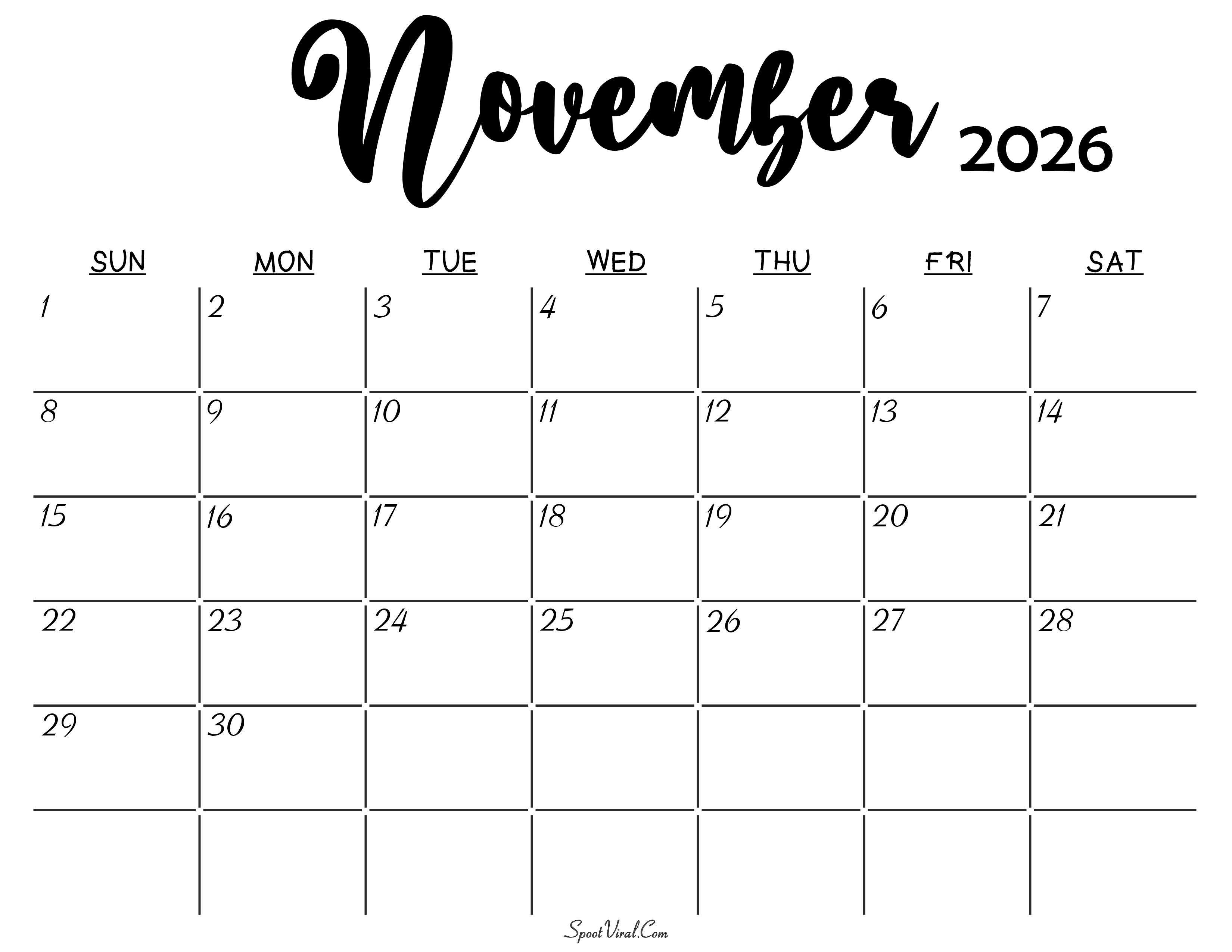 November 2026 Calendar