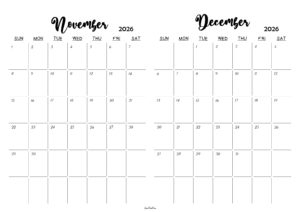November December 2026 Calendar