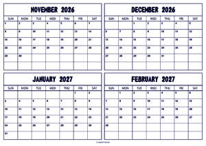 November December 2026 January February 2027 Calendar