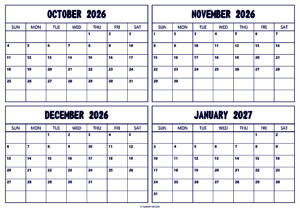 October November December 2026 January 2027 Calendar