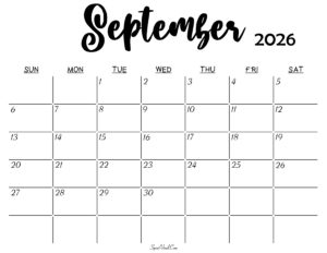 September 2026 Calendar
