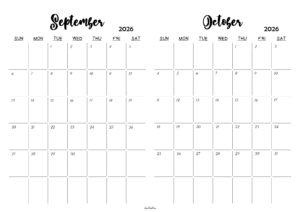 September October 2026 Calendar