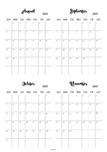 August to November 2027 Calendar