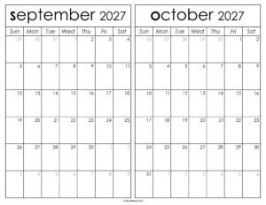 Printable September October 2027 Calendar