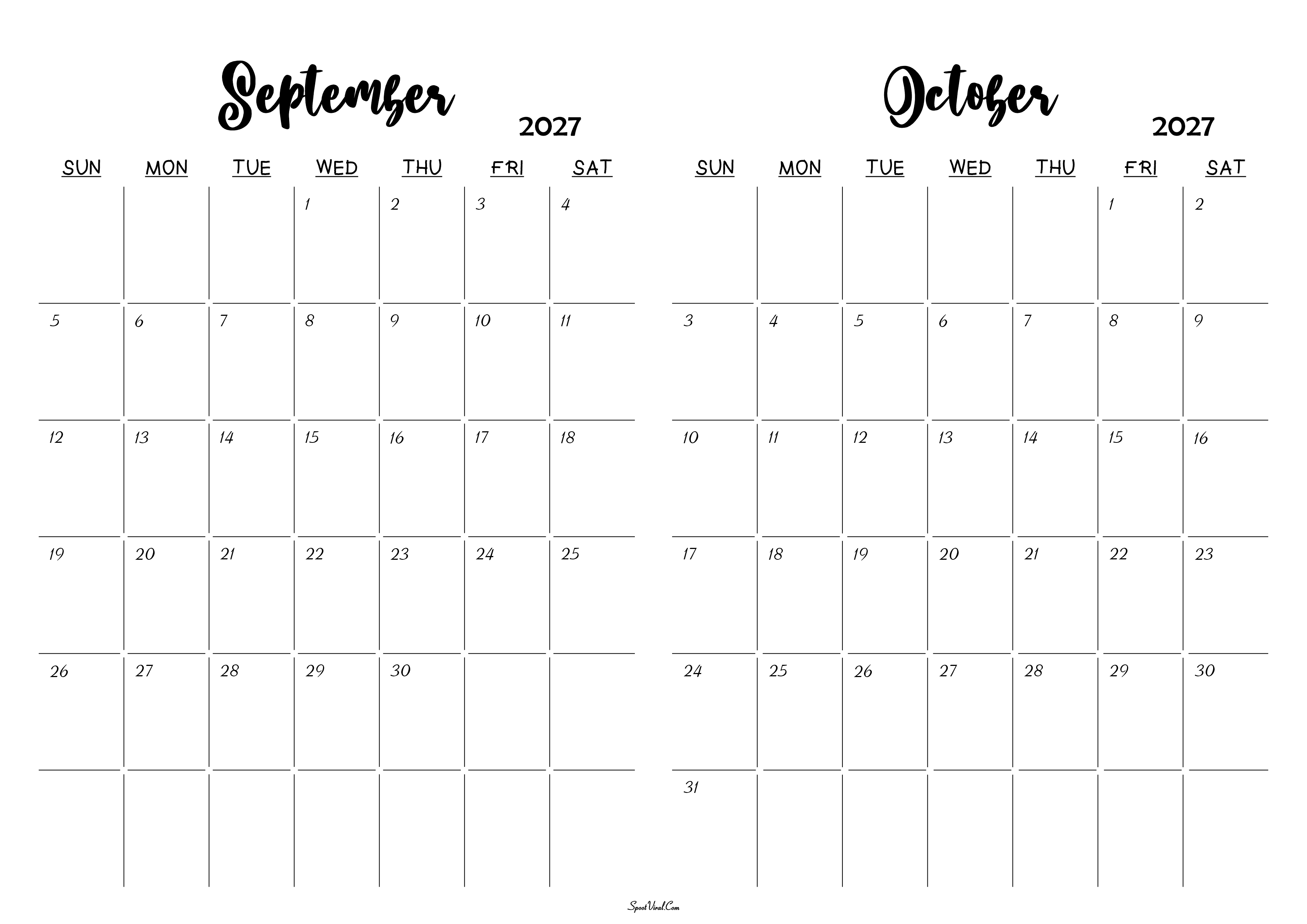 September October 2027 Calendar