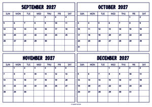 September October November December 2027 Calendar